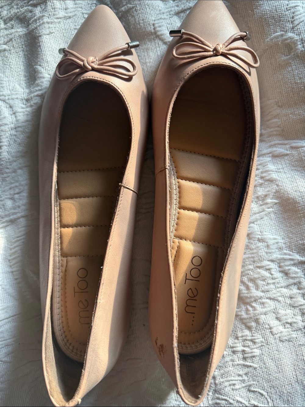me too Blush Nude Pointed Toe Bow Ballet Flats